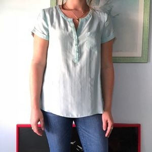 NWT Calypso Blue Silk Short Sleeve Small Blouse